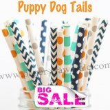 200pcs PUPPY DOG TAILS Themed Paper Straws Mixed