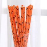 Halloween Black Pumpkin Orange Paper Straws 500 pcs