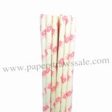 Pink Crown Printed Paper Drinking Straws 500pcs