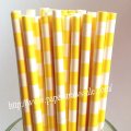 Yellow Sailor Striped White Paper Straws 500pcs