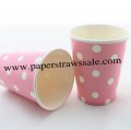 90Z Pink Paper Drinking Cups White Dot 120pcs