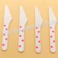 Wooden Knives with Hot Pink Dot Print 100pcs