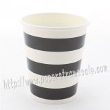 90Z Black Striped Paper Drinking Cups 120pcs