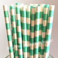 Aqua Circle Stripe Paper Drinking Straws 500pcs
