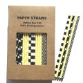 100 Pcs/Box Mixed Black Yellow Construction Party Paper Straws