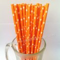 Deep Orange Paper Straws with White Star 500pcs