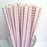 Lilac Chevron Printed Paper Drinking Straws 500pcs