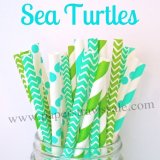 250pcs Sea Turtles Theme Paper Straws Mixed