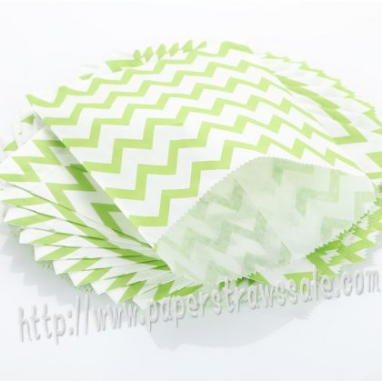 Green Thin Chevron Paper Favor Bags 400pcs