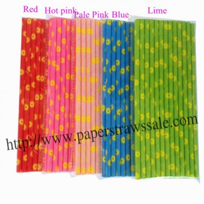Daisy Flower Paper Straws 1500pcs Mixed 5 Colors