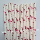 Hot Pink Foil Flamingo Paper Straws 500pcs