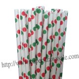Christmas Paper Straws with Green Red Dot 500pcs