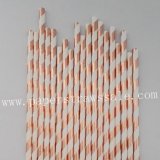 Foil Rose Gold Striped Paper Straws 500pcs