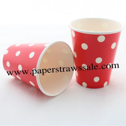 90Z Red Paper Drinking Cups White Dot 120pcs