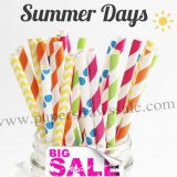 250pcs Summer Days Themed Paper Straws Mixed