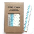 100 Pcs/Box Mixed Blue Silver Winter Wonderland Paper Straws