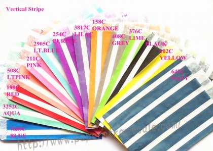 1400pcs Mixed 14 Colors Vertical Striped Paper Bags