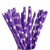 Halloween White Ghost Purple Paper Straws 500 Pcs