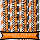 200pcs Halloween Spooky Nights Paper Straws Mixed
