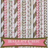 300pcs Ballet Chic Party Paper Straws Mixed
