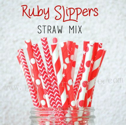 250pcs Ruby Slippers Themed Paper Straws Mixed