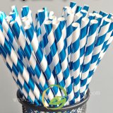 Metallic Blue Foil Striped Paper Straws 500 pcs