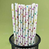 Metallic Colorful Rainbow Foil Star Paper Straws 500 pcs