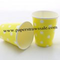 90Z Yellow Paper Drinking Cups White Dot 120pcs