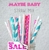 200pcs Maybe Baby Themed Paper Straws Mixed