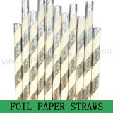 Paper Straws Star Glitter Silver Foil Stripe 500pcs