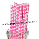Paper Straws with Hot Pink Harlequin Diamond 500pcs