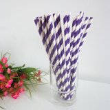 Paper Straws with Royal Purple Striped 500pcs