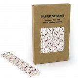 100 pcs/Box Hot Pink Foil Flamingo Paper Straws