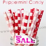 200pcs PEPPERMINT CANDY Theme Paper Straws Mixed