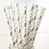 Christmas Silver Foil Stripe Paper Straws 500pcs