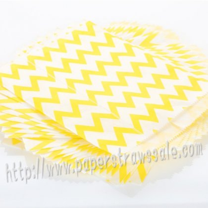 Yellow Thin Chevron Paper Favor Bags 400pcs