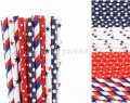 200pcs Navy Blue Red Party Paper Straws Mixed