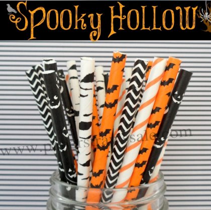 250pcs Spooky Hollow Halloween Mixed Paper Straws