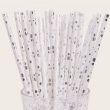 Bubble Assorted Dot Paper Straws Metallic Silver Foil 500 pcs