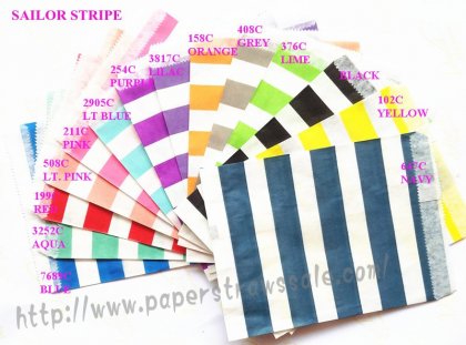1400pcs Mixed 14 Colors Sailor Striped Paper Bags [ppbags006]