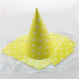 48pcs Yellow Paper Party Hats White Polka Dot