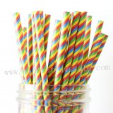 Colored Rainbow Striped Paper Straws 500pcs