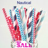 250pcs NAUTICAL Themed Party Paper Straws Mixed