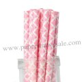 Paper Straws Hot Pink Damask Print 500pcs