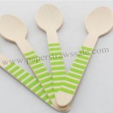 Green Striped Wooden Spoons 100pcs