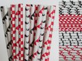 200pcs Red and Black Mustache Paper Straws Mixed