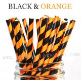Halloween Orange Black Striped Paper Straws 500pcs