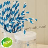 Bendy Paper Straws Royal Blue Stripe 500pcs