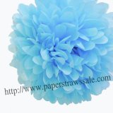 8" and 14" Paper Pom Pom Tissue Aqua Blue 20pcs