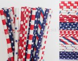 200pcs 4th of July Red Blue Paper Straws Mixed